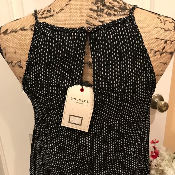 Mo:Vint Black and White Tank Dress with Beaded lining NWT - Picture 4 of 4